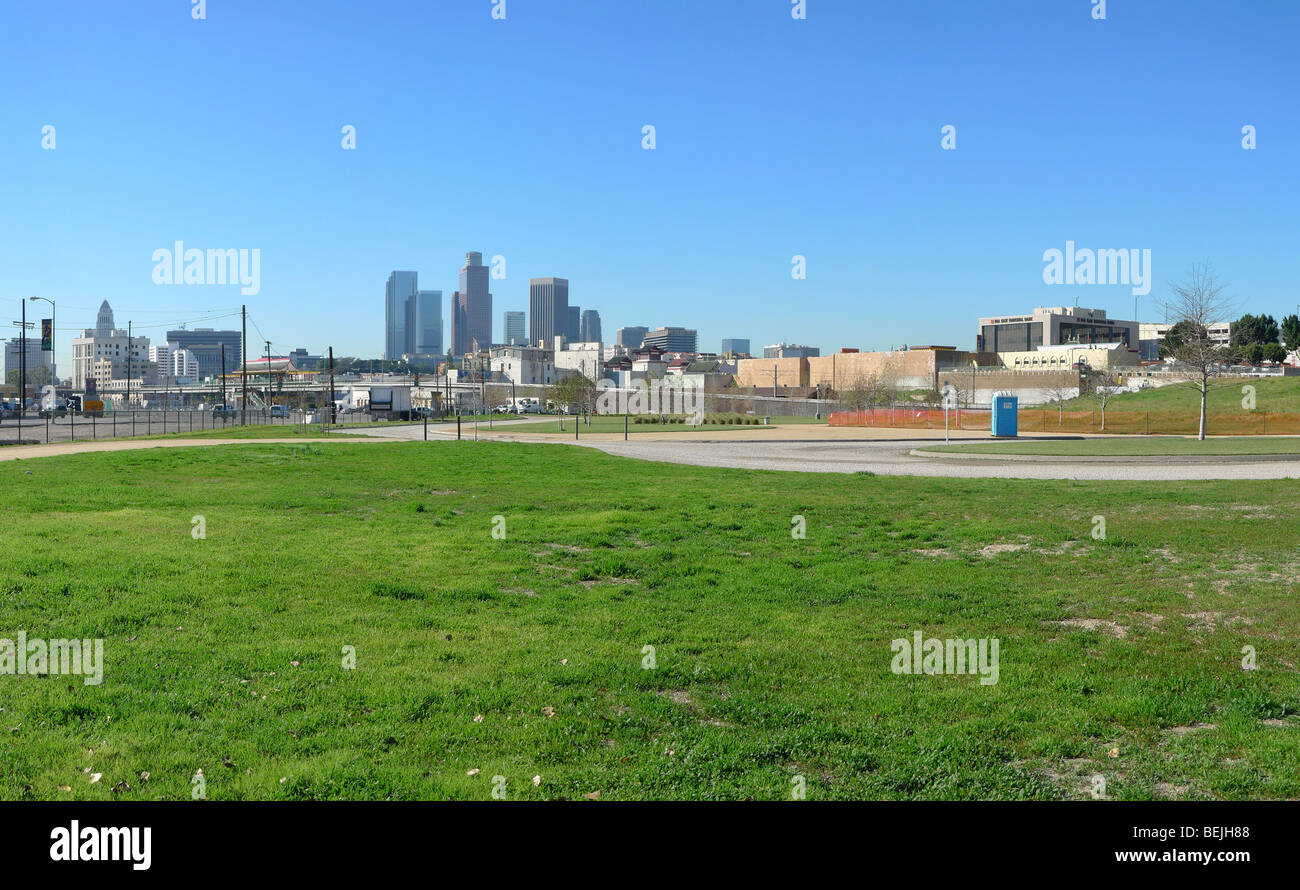 Point de vue panoramique sur le centre-ville de Los Angeles : Banque D'Images