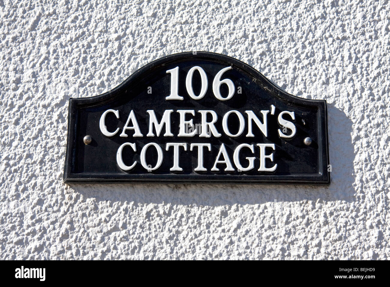 Signer pour Cameron's Cottage, Sidbury, Devon Banque D'Images