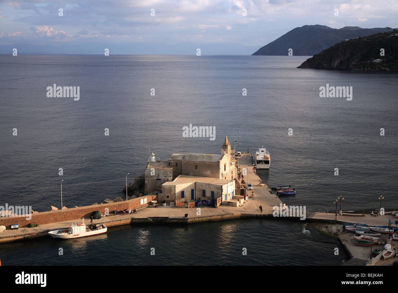 Paysage, l'île de Lipari, iles Eoliennes, Sicile, Italie Banque D'Images