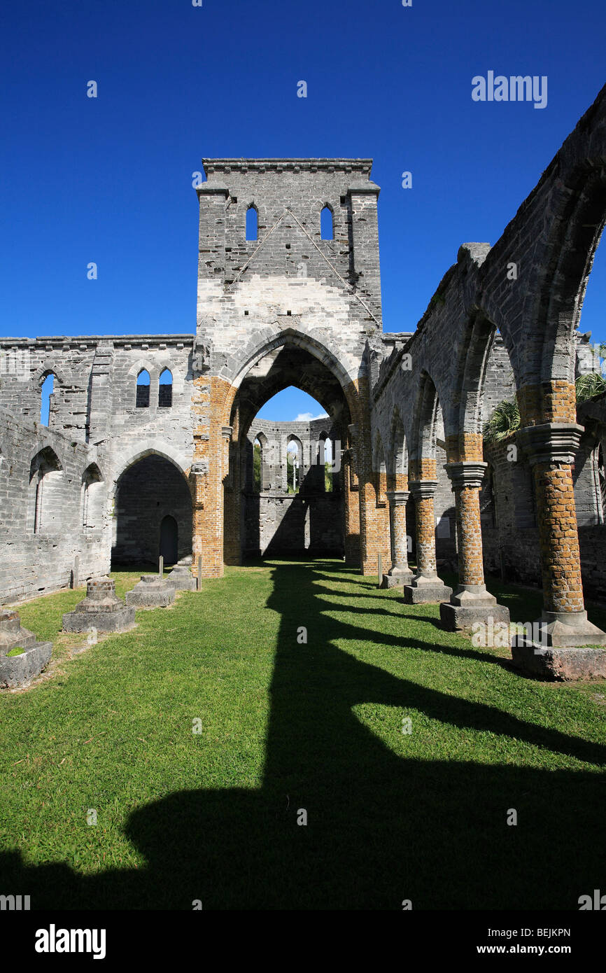 Église gothique inachevé, Saint George's, les Bermudes, l'océan Atlantique, l'Amérique centrale Banque D'Images