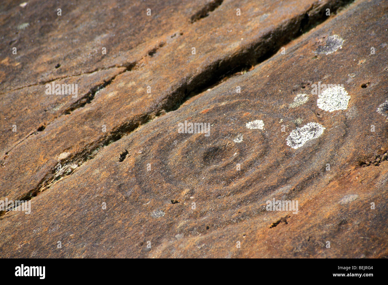 Pierres gravées préhistoriques à Achnabreck, tasse et la marque, Kilmartin, Ecosse, Royaume-Uni Banque D'Images