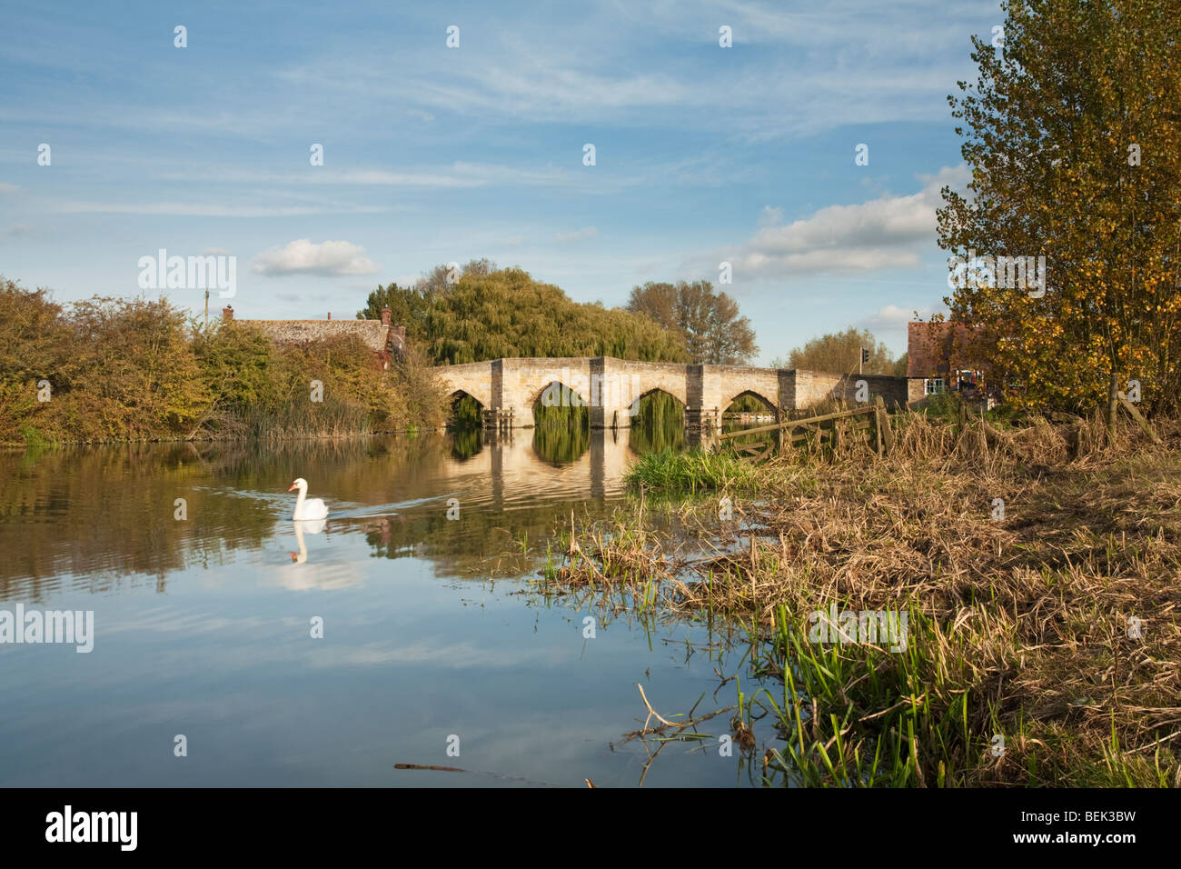 Tamise au confluent avec la rivière Windrush à Newbridge dans l'Oxfordshire, UK Banque D'Images