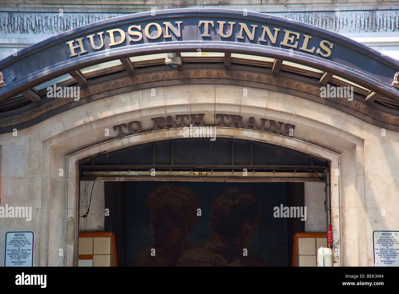 Chemin d'entrée des Tunnels Hudson train de West Village à Manhattan Banque D'Images