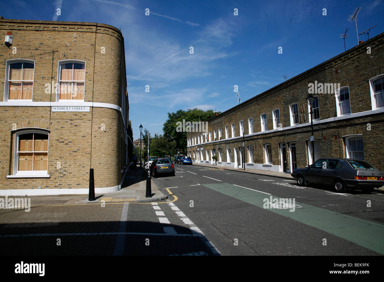 Jonction des Wimbolt et Rue Rue Durand, Bethnal Green, Londres, UK Banque D'Images