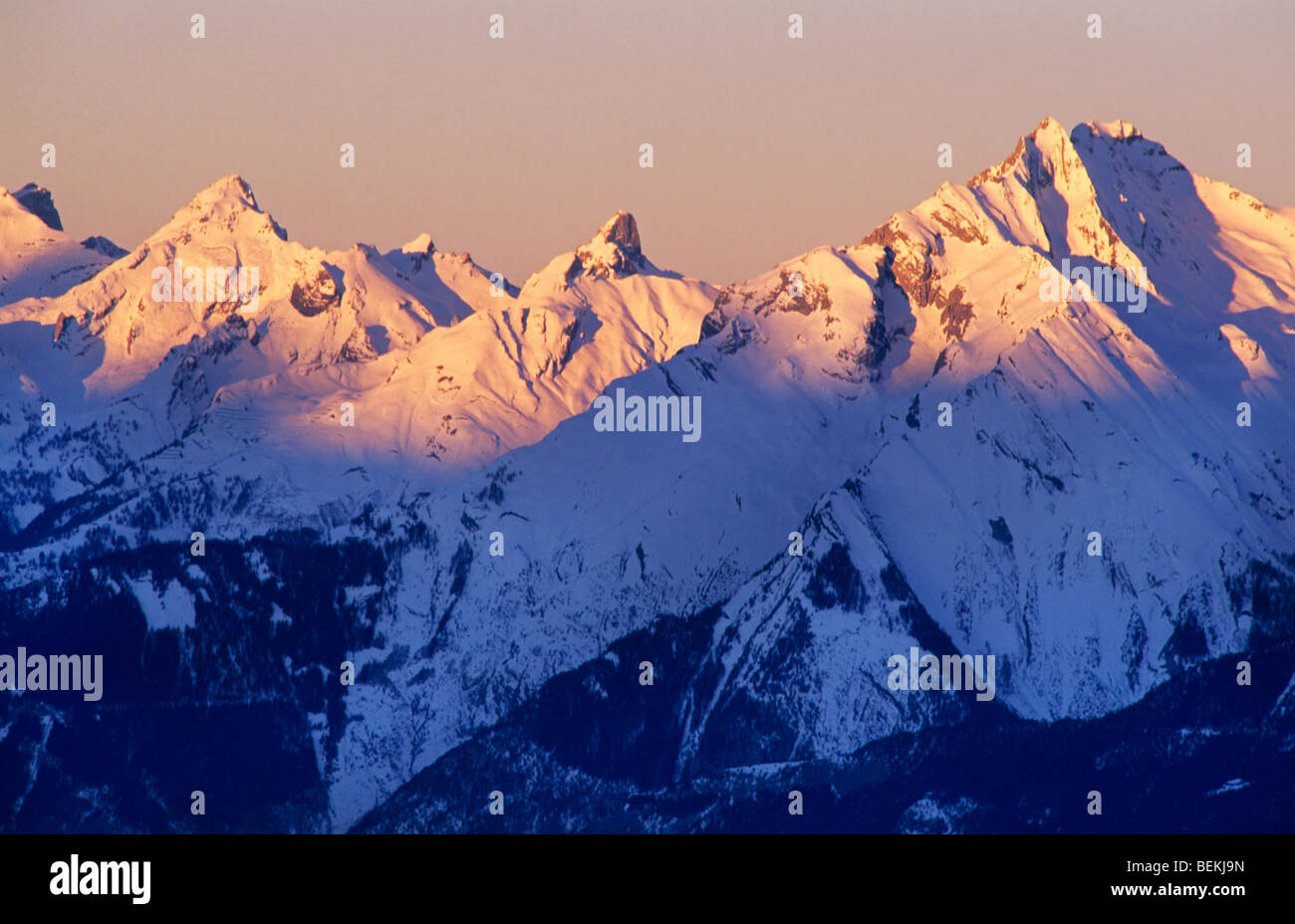 Monte Rosa au coucher du soleil, Valais, Suisse Banque D'Images
