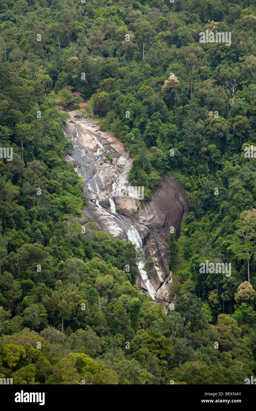 Cascade de sept puits vue aérienne, Langkawi, Malaisie Banque D'Images