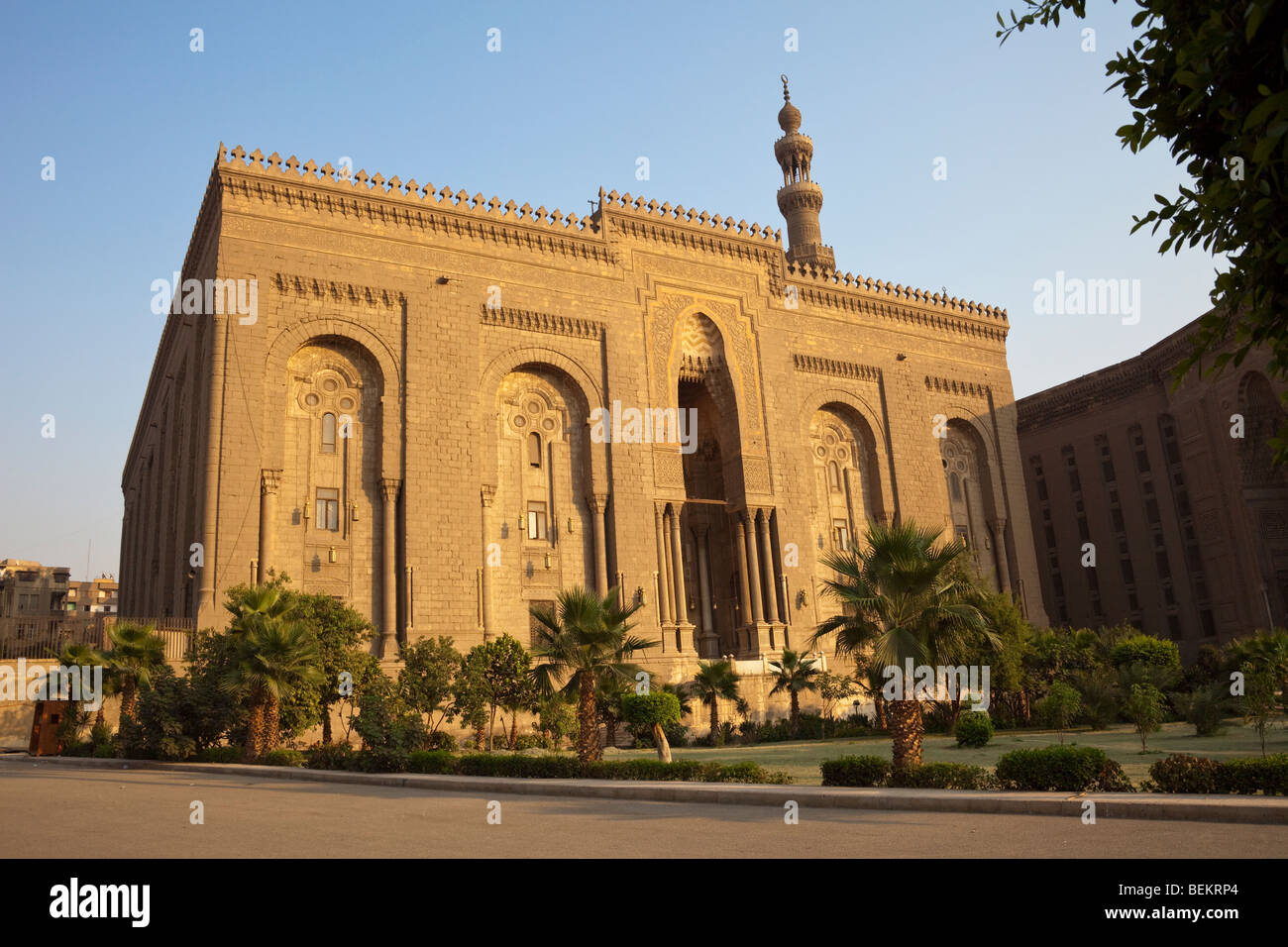 Façade de mosquée d'al-Rifai, Le Caire, Egypte Banque D'Images