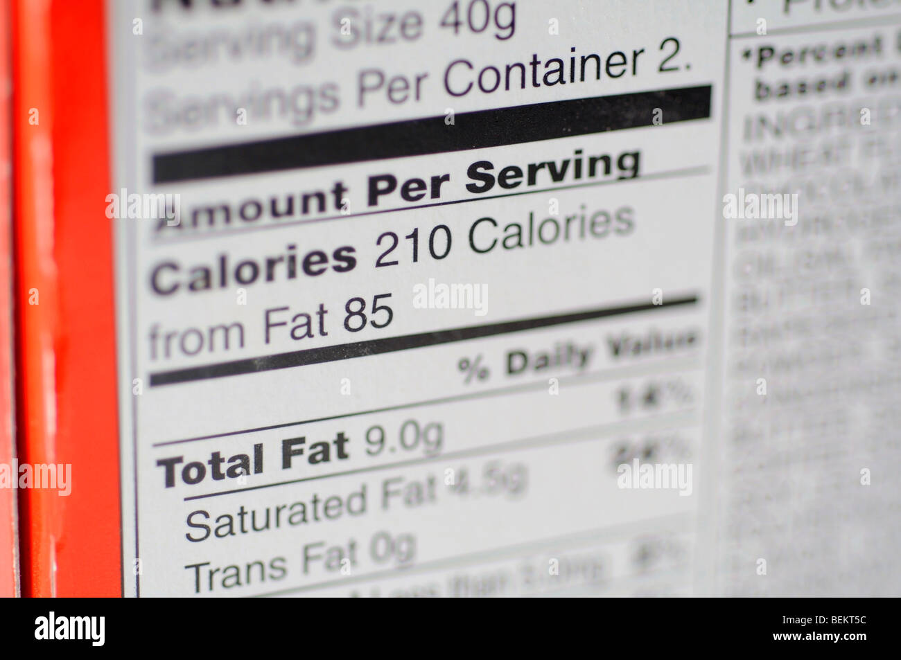 L'information nutritionnelle Banque D'Images