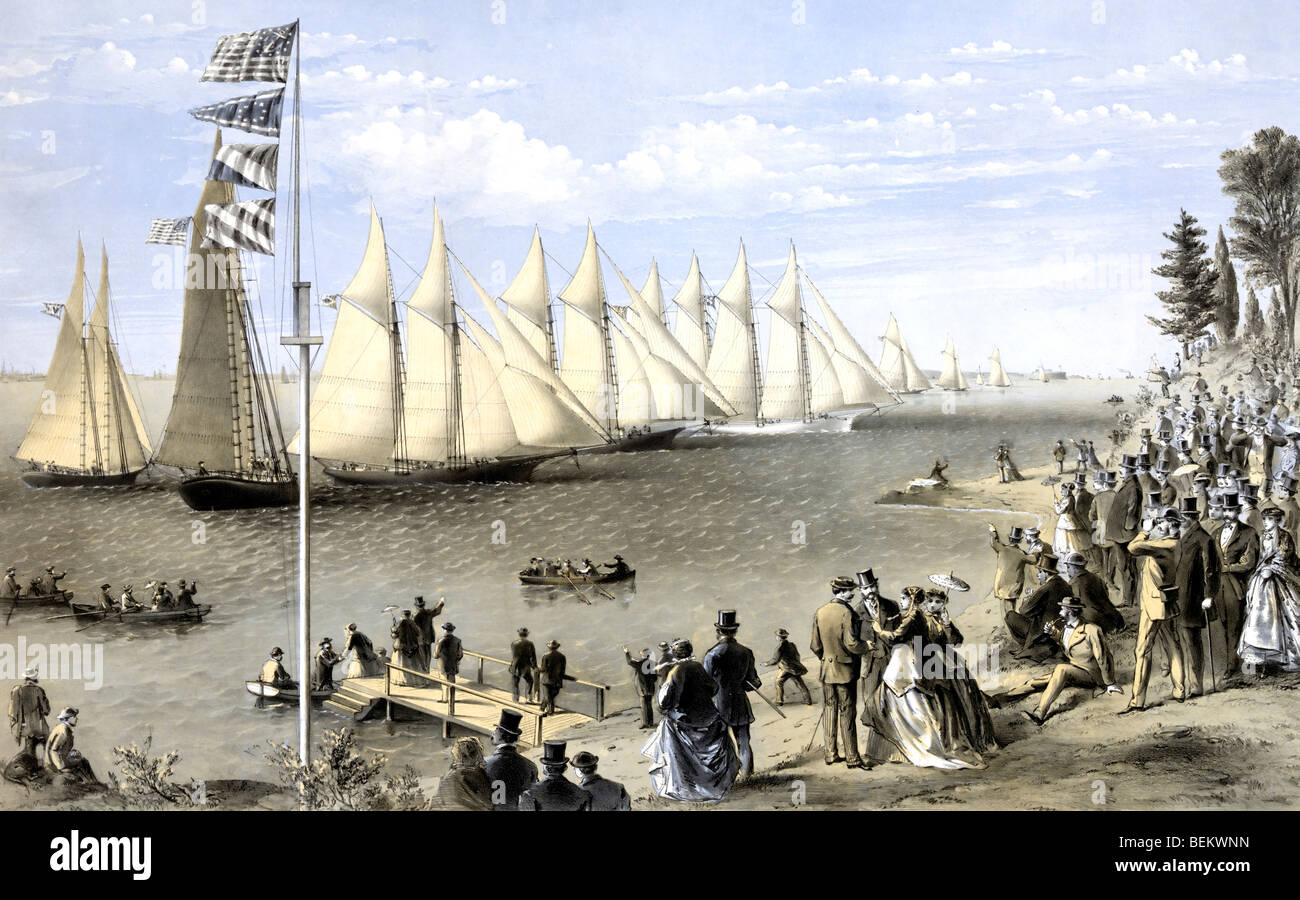 Le New York Yacht Club Regatta - Le début du jeu dans le bateau Narrows Banque D'Images