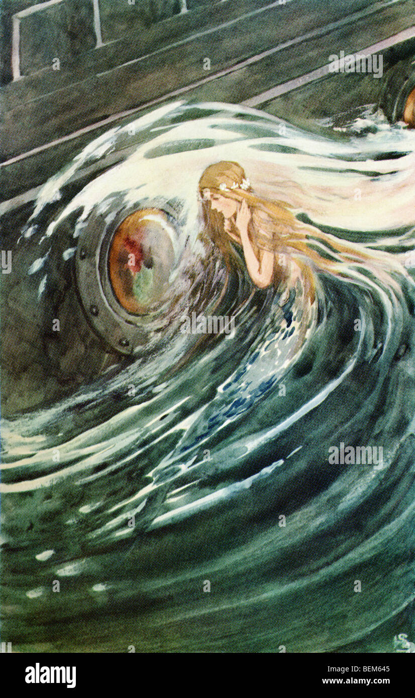 La Petite Sirène Montres. Illustration couleur par Helen Stratton du livre Hans Andersen's Fairy Tales publié c.1930. Banque D'Images