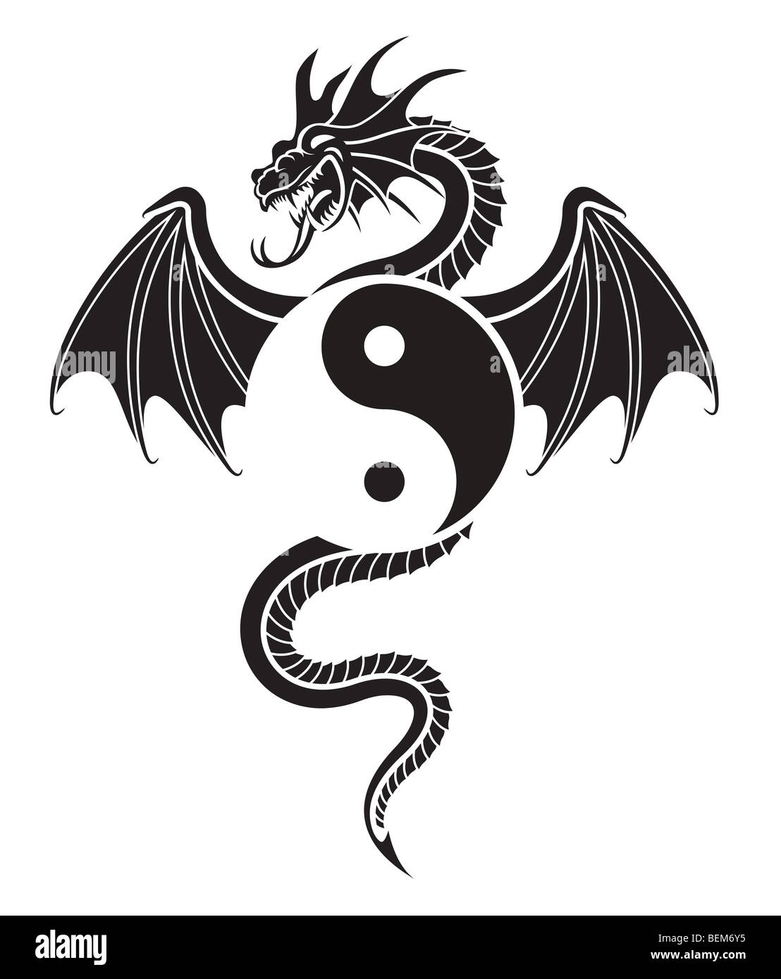 La pendaison de Flying Dragon symbole Yin Yang Banque D'Images