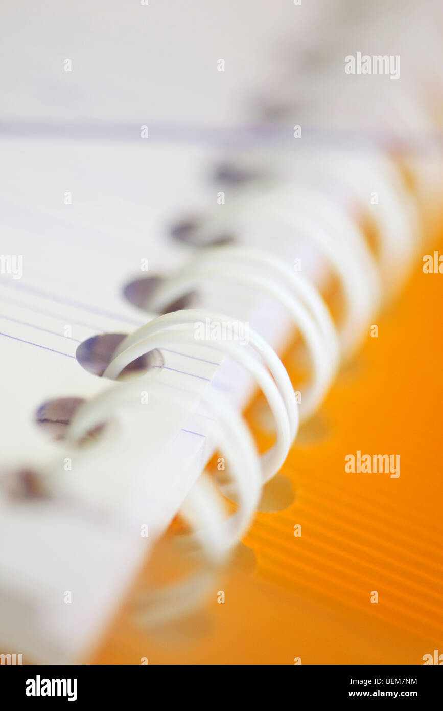 Carnet à spirales, extreme close-up Banque D'Images