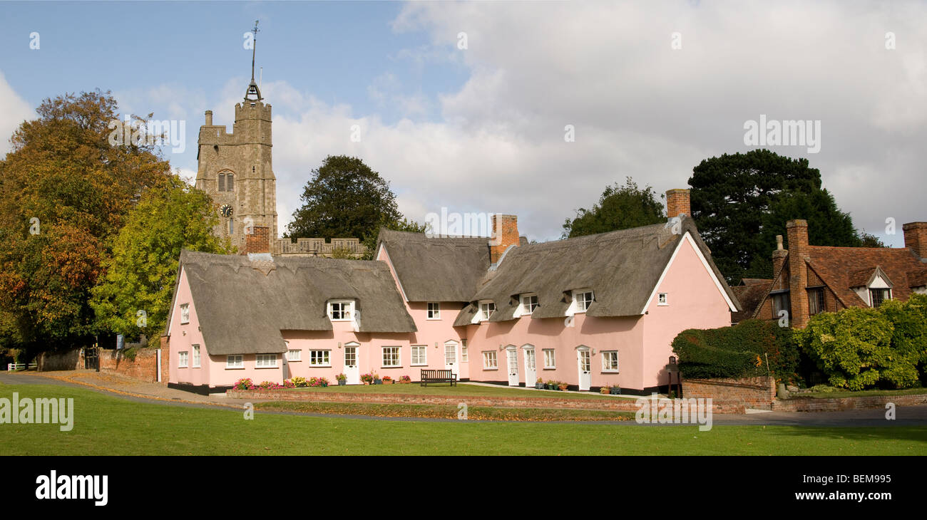 Chaumières à Cavendish, Suffolk, Angleterre. Banque D'Images
