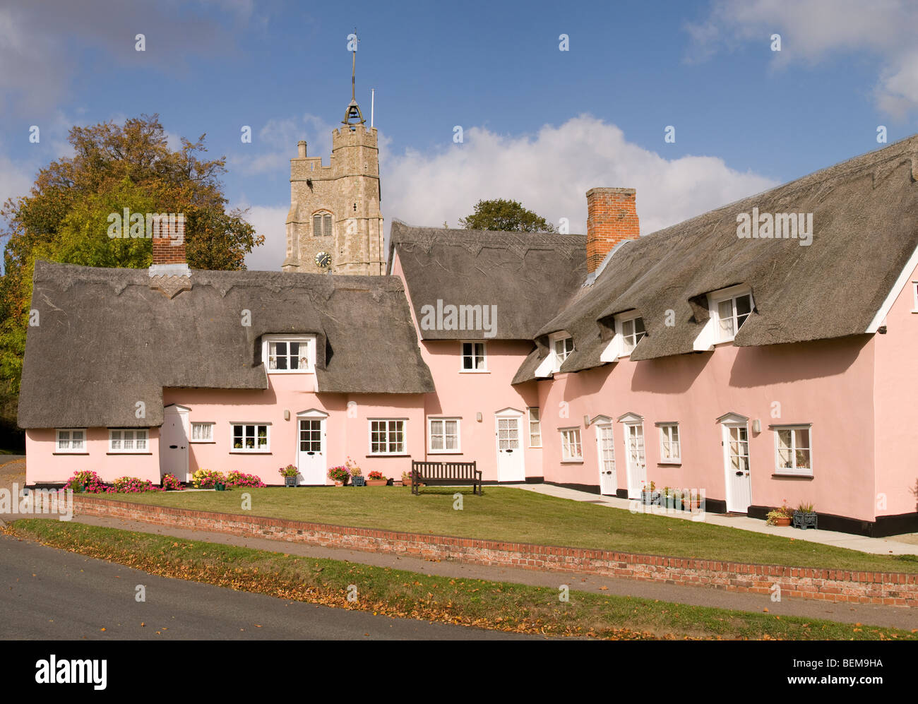 Chaumières à Cavendish, Suffolk, Angleterre. Banque D'Images
