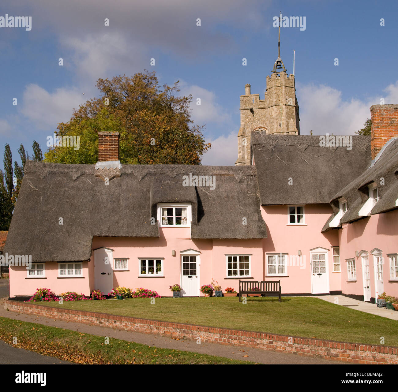 Chaumières à Cavendish, Suffolk, Angleterre. Banque D'Images