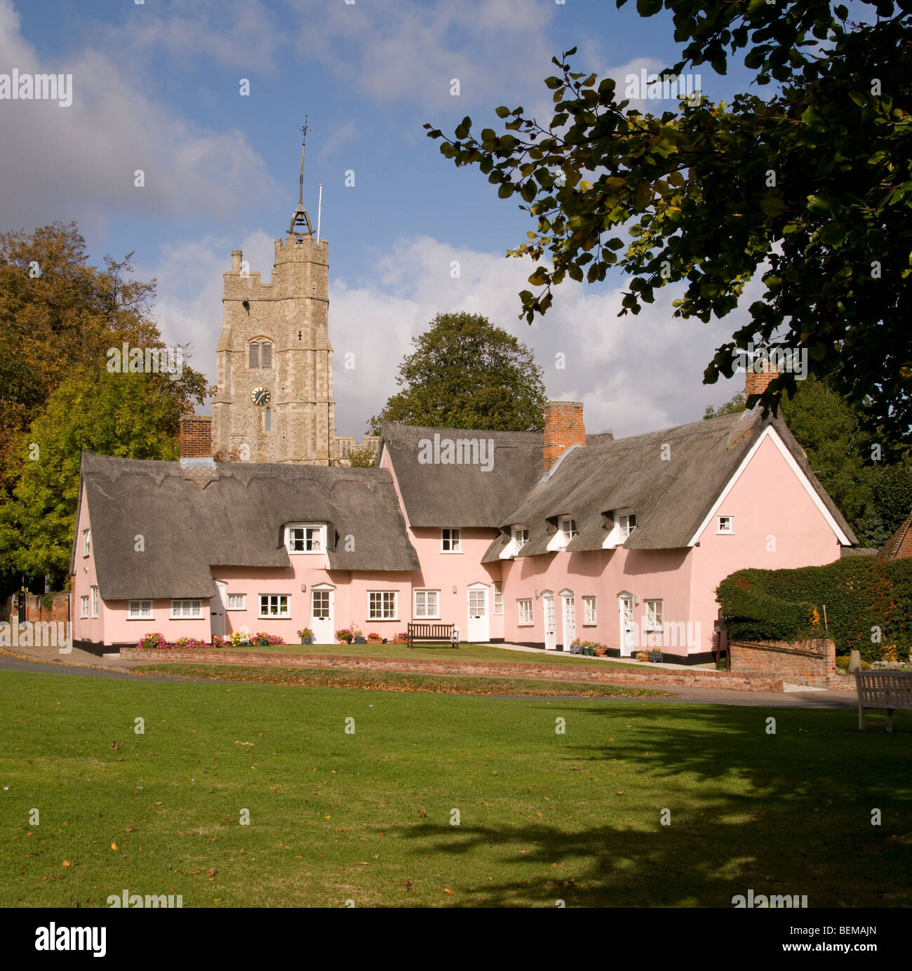 Chaumières à Cavendish, Suffolk, Angleterre. Banque D'Images