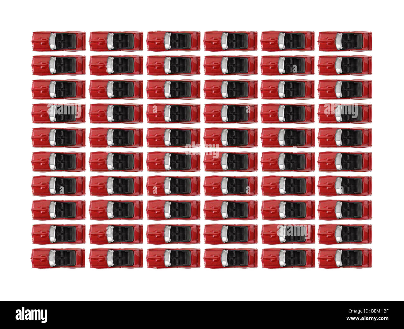 Cabriolets rouge en lignes Banque D'Images