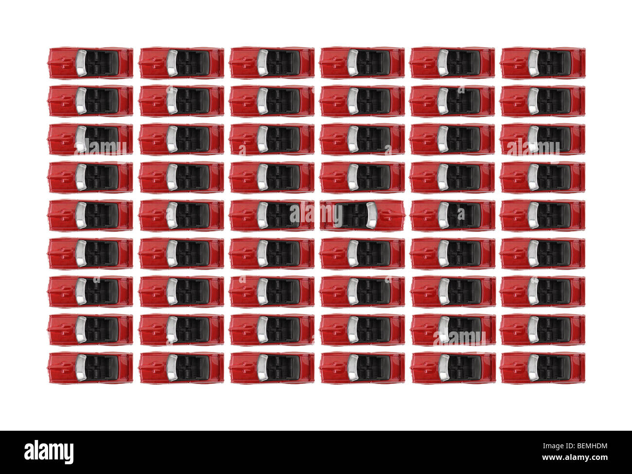 Cabriolets rouge en lignes Banque D'Images