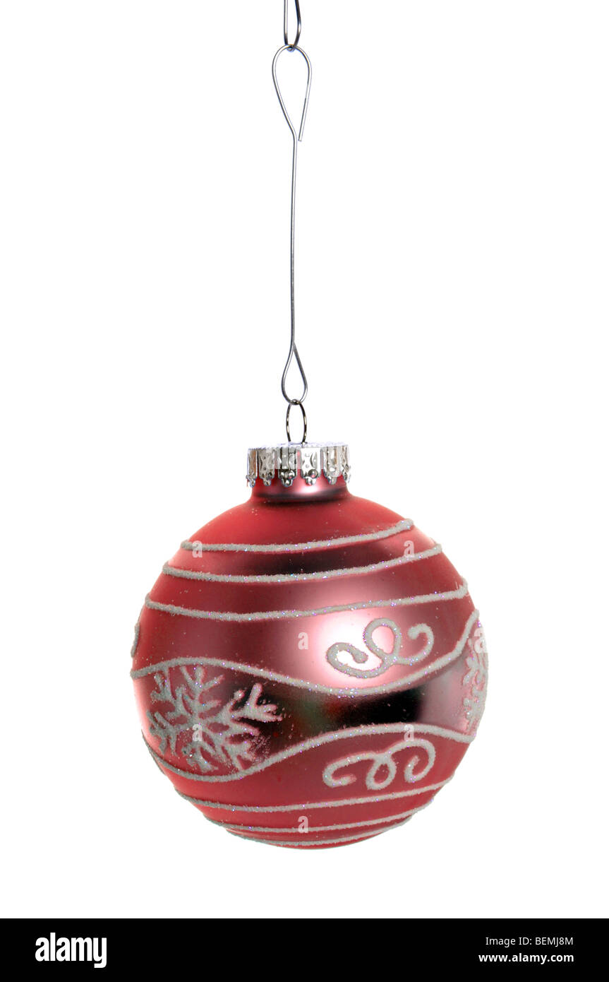 Ornement de Noël rouge isolated over white Banque D'Images