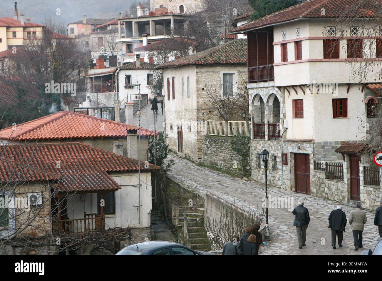 Vue sur le village d'Ambelakia,Thessalie, Grèce Banque D'Images