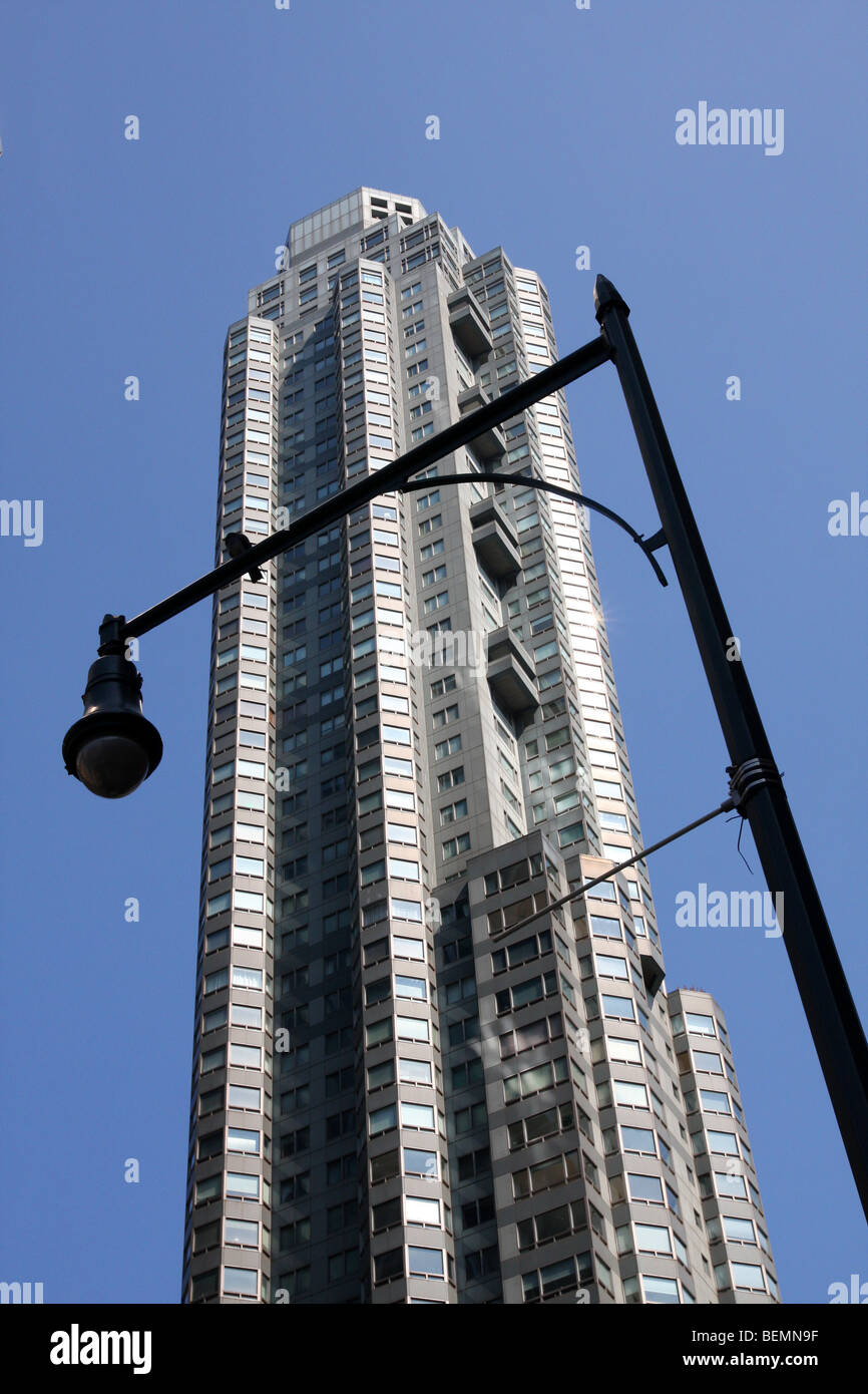 Gratte-ciel, grand bâtiment, ligne aérienne de New York. Construit, acier, verre, béton armé, Rockefeller, Manhattan, Skysail, commercial, bâtiments, public Banque D'Images