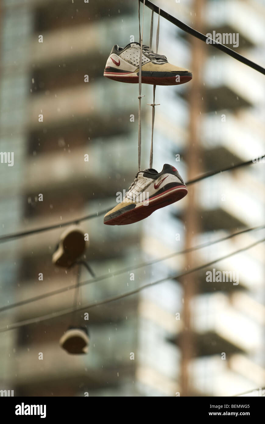 Le résultat de lancer de chaussures à Seattle, WA. Banque D'Images