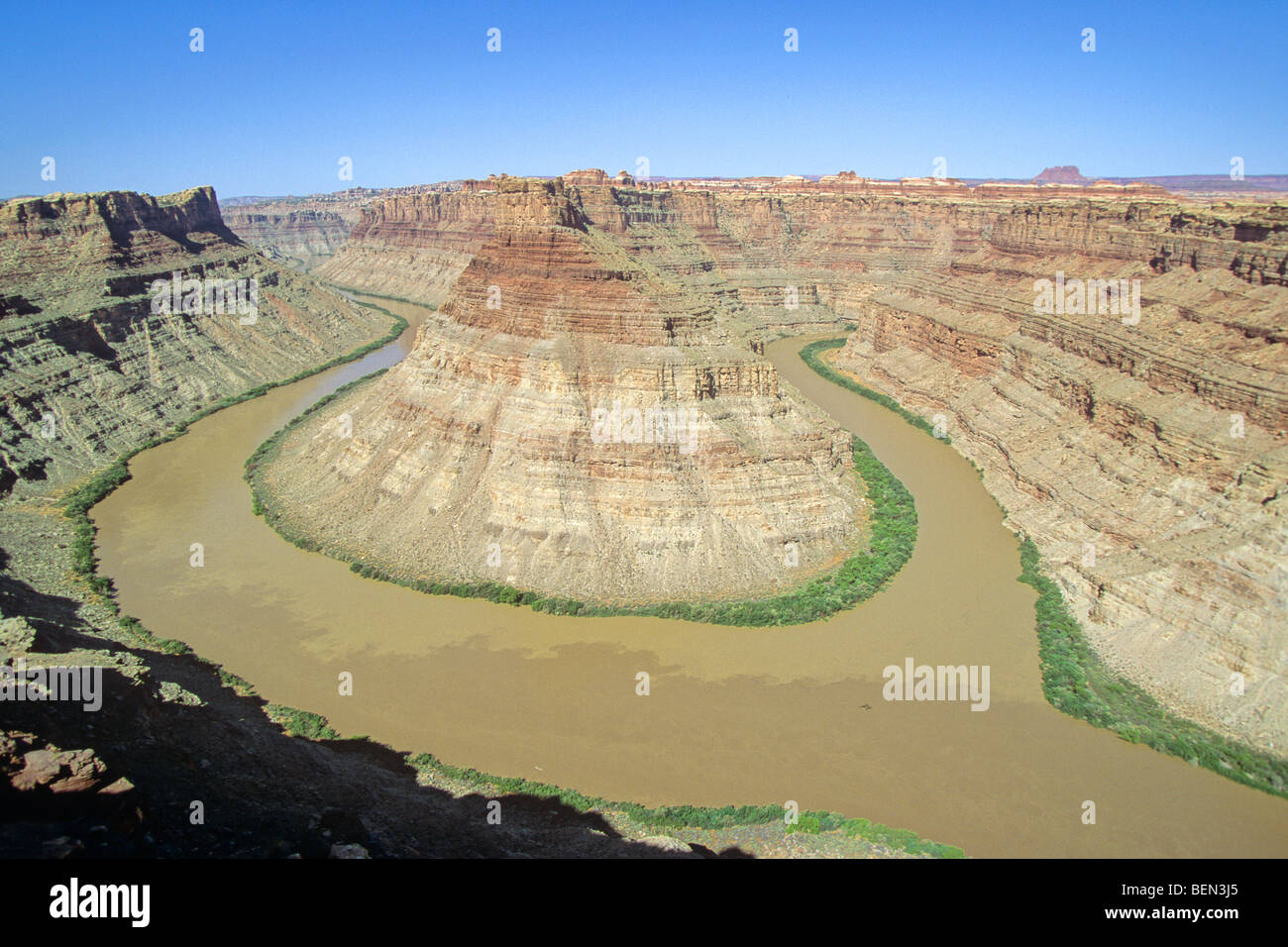 Confluent de la rivière Colorado (en bas à droite) et de Green River (coin supérieur droit) à Canyonlands National Park, Utah, USA Banque D'Images