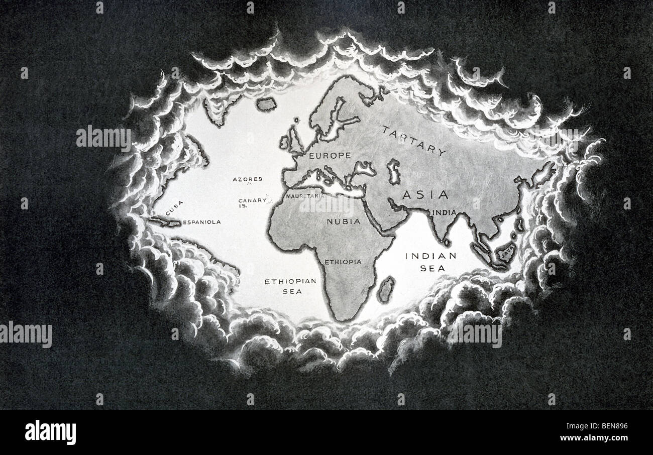 Cette carte, qui a été publié au début des années 1900, présente le monde comme les Européens l'a vu en 1500. Banque D'Images