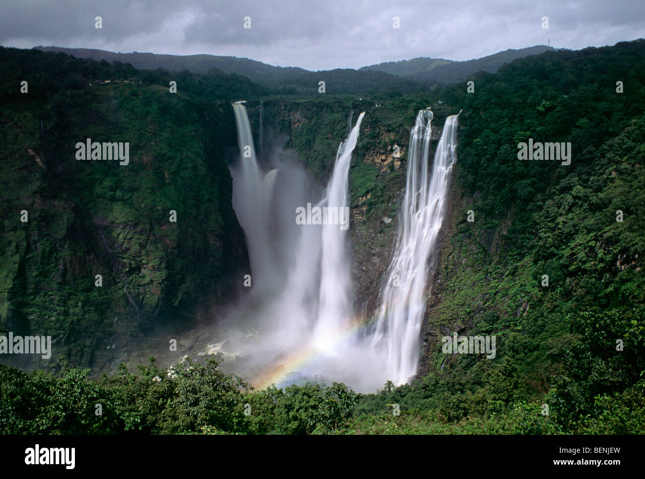 Jog Falls créé par la rivière Sharavathi tombe d'une hauteur de 829 mètres est la plus haute chute d'eau dans le Shimoga Banque D'Images