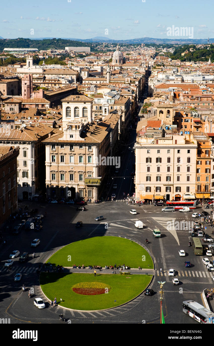 Vue sur la piazza Venezia le Vittoriano de prises de vue panoramique de Rome, Italie Banque D'Images