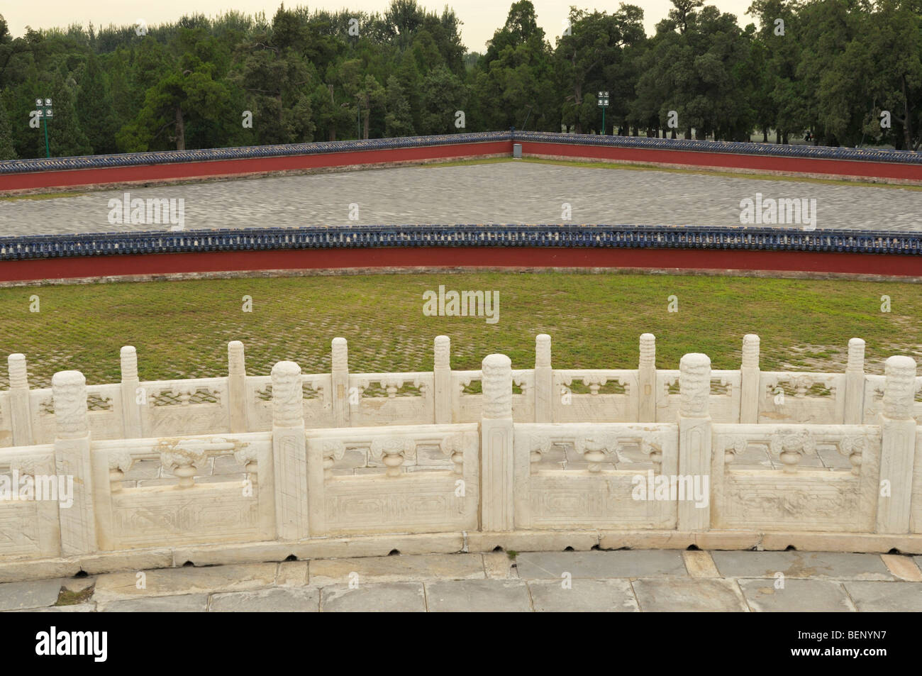 Temple du Ciel dans le parc Tiantan, impériales voûte céleste avec autel monticule circulaire Banque D'Images