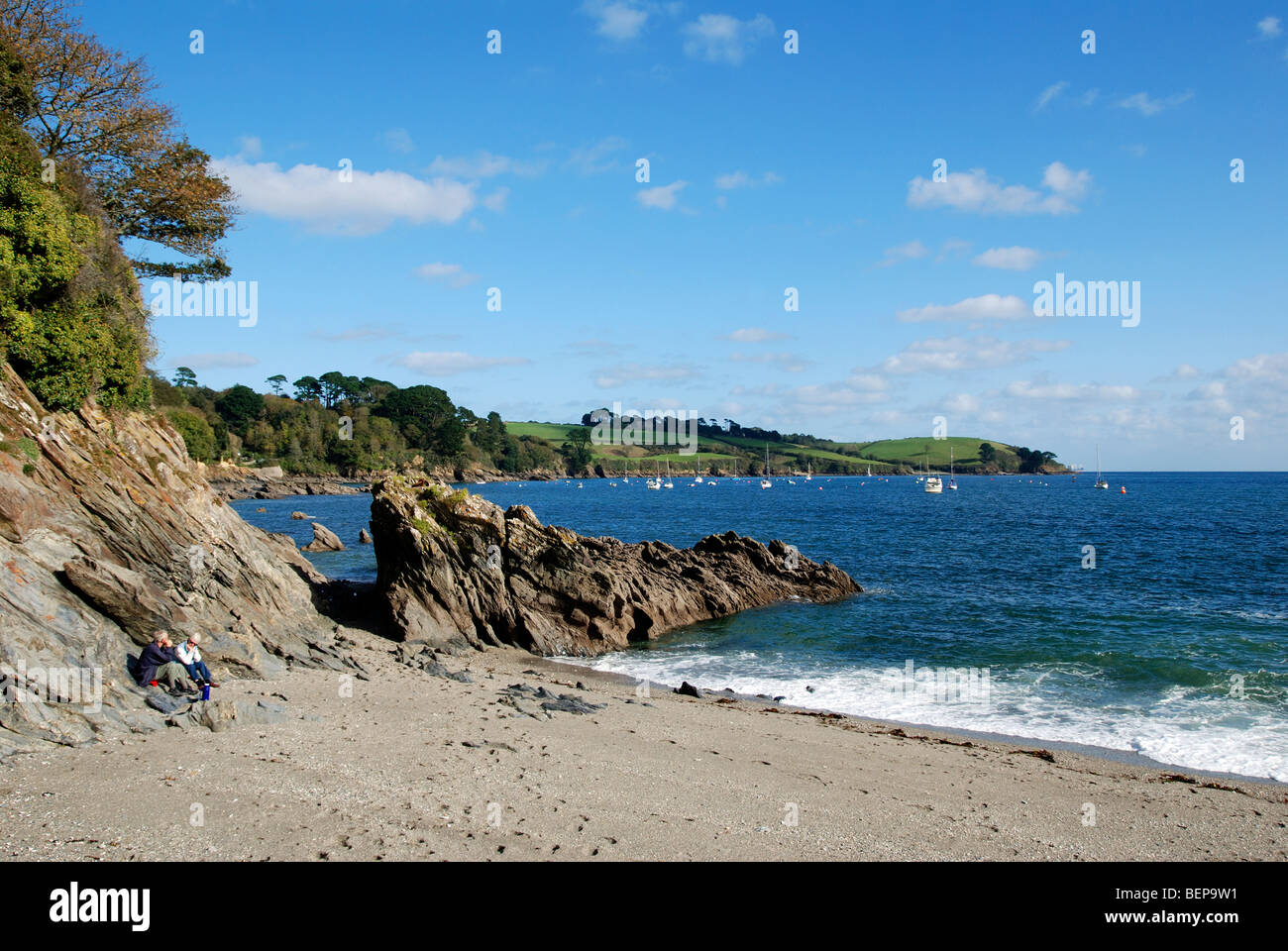 Polgwidden Cove, sur la rivière helford près de trebah gardens à Cornwall, uk Banque D'Images