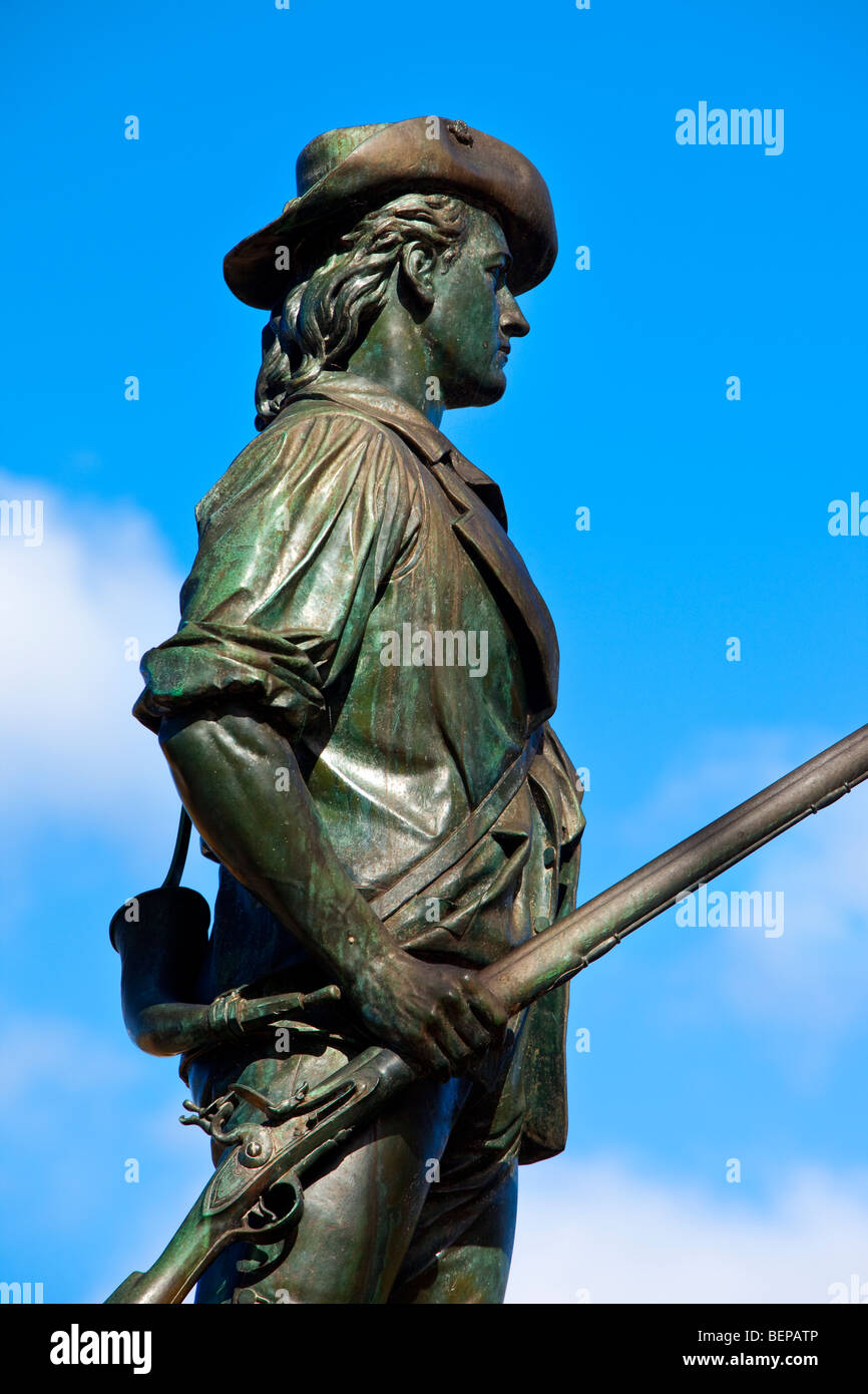 Statue Minuteman à Old North Bridge, Concord Massachusetts USA Banque D'Images