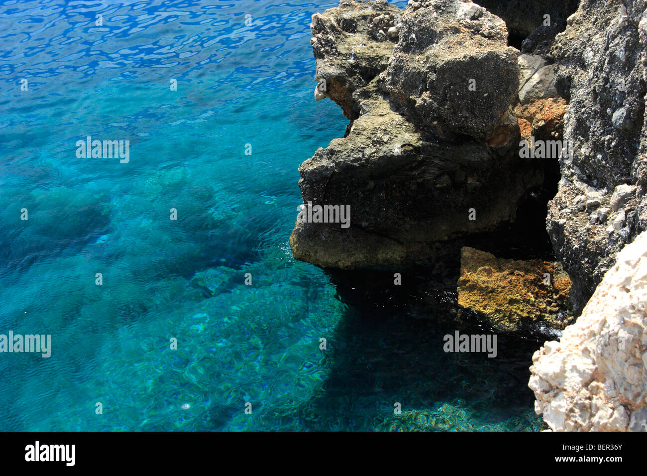 Rochers dans la mer Adriatique, la Croatie Banque D'Images