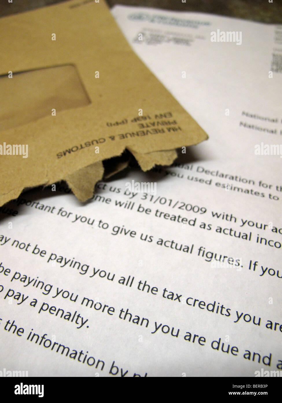 Une lettre du bureau du crédit d'impôt. Banque D'Images