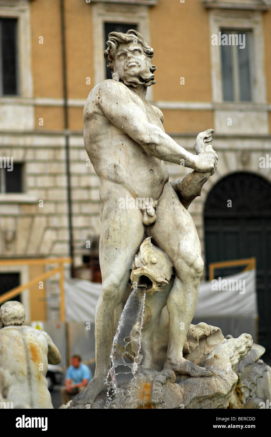 Statue de la Piazza Navona Banque D'Images