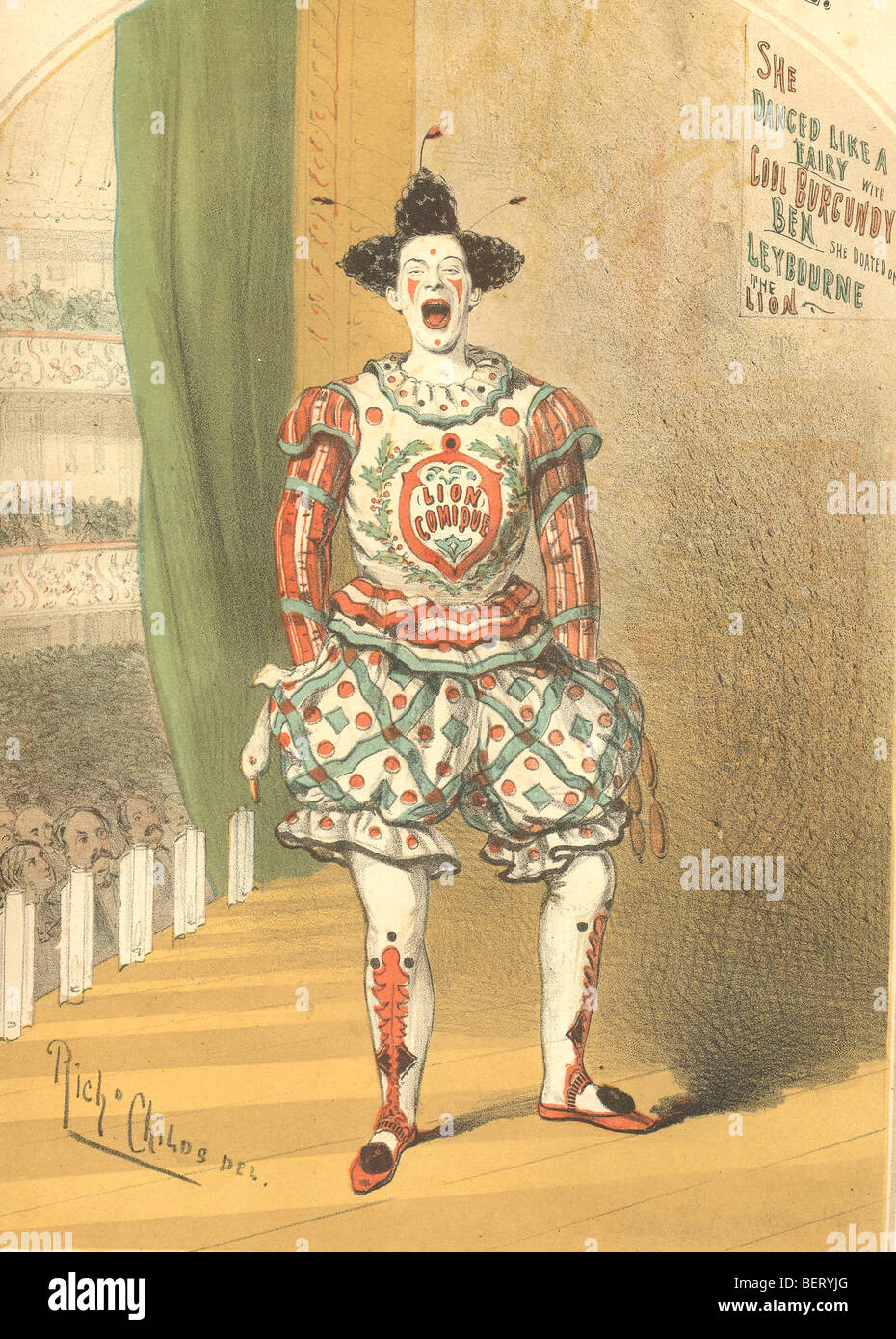 Feuille de couverture Chromolithographed musique clown Joseph Grimaldi 1778-1837 Banque D'Images