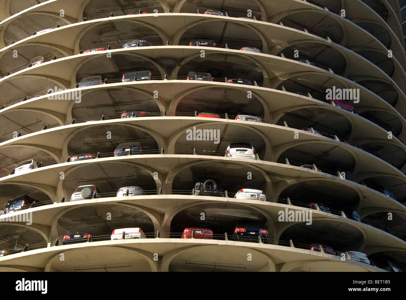 Détail de garage niveau de Marina City Tower à Chicago, Ilinois, USA Banque D'Images