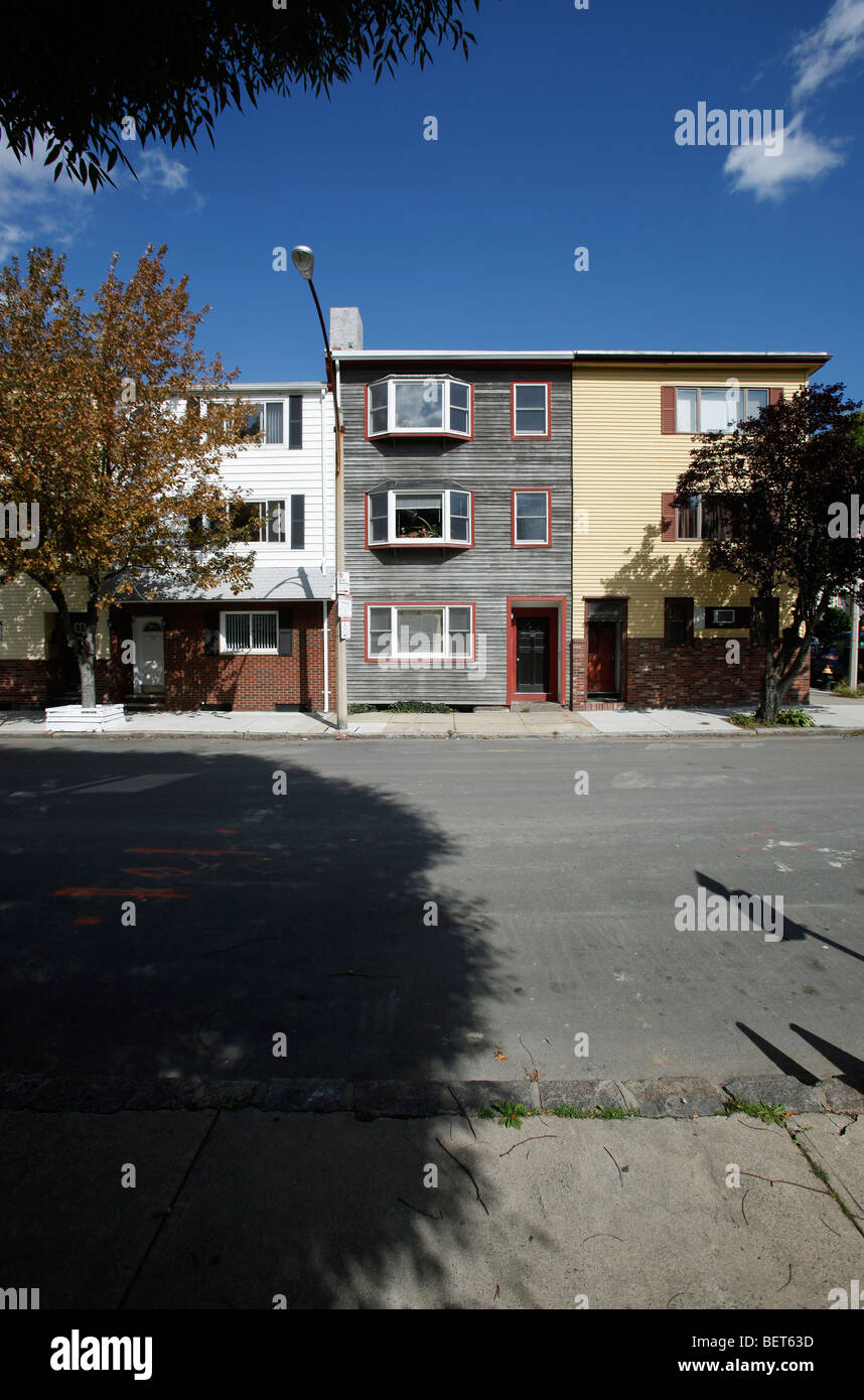 Trois maisons individuelles, à l'Est du quartier de Boston Boston Banque D'Images