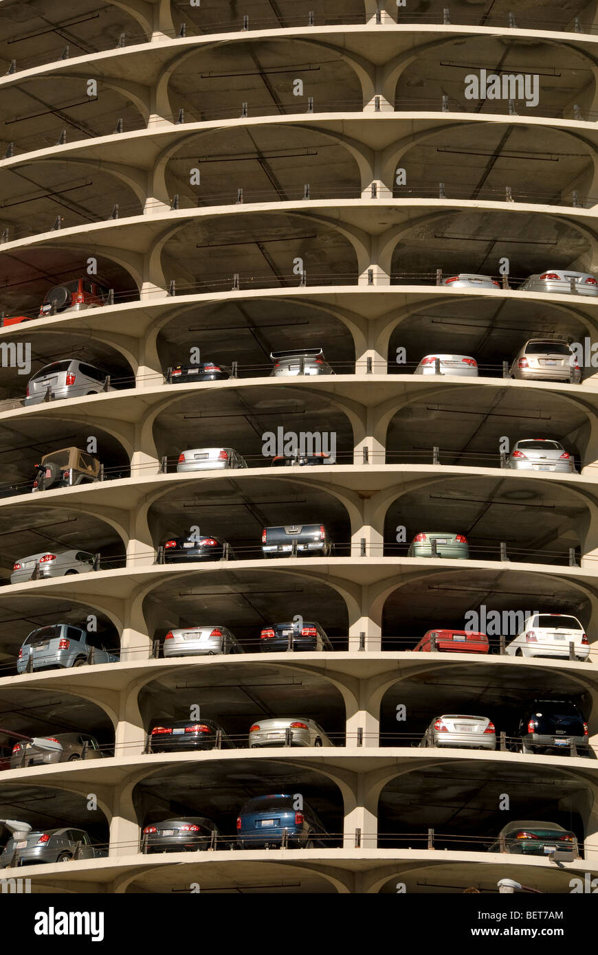 Détail de garage niveau de Marina City Tower à Chicago, Ilinois, USA Banque D'Images