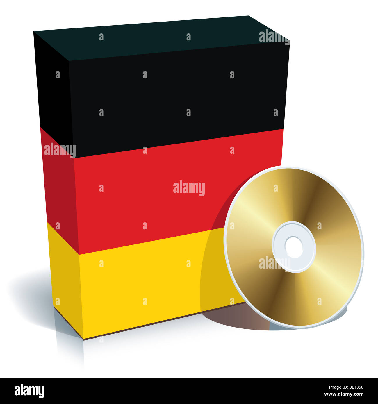 Logiciel allemand fort avec les couleurs du drapeau national et de CD. Banque D'Images
