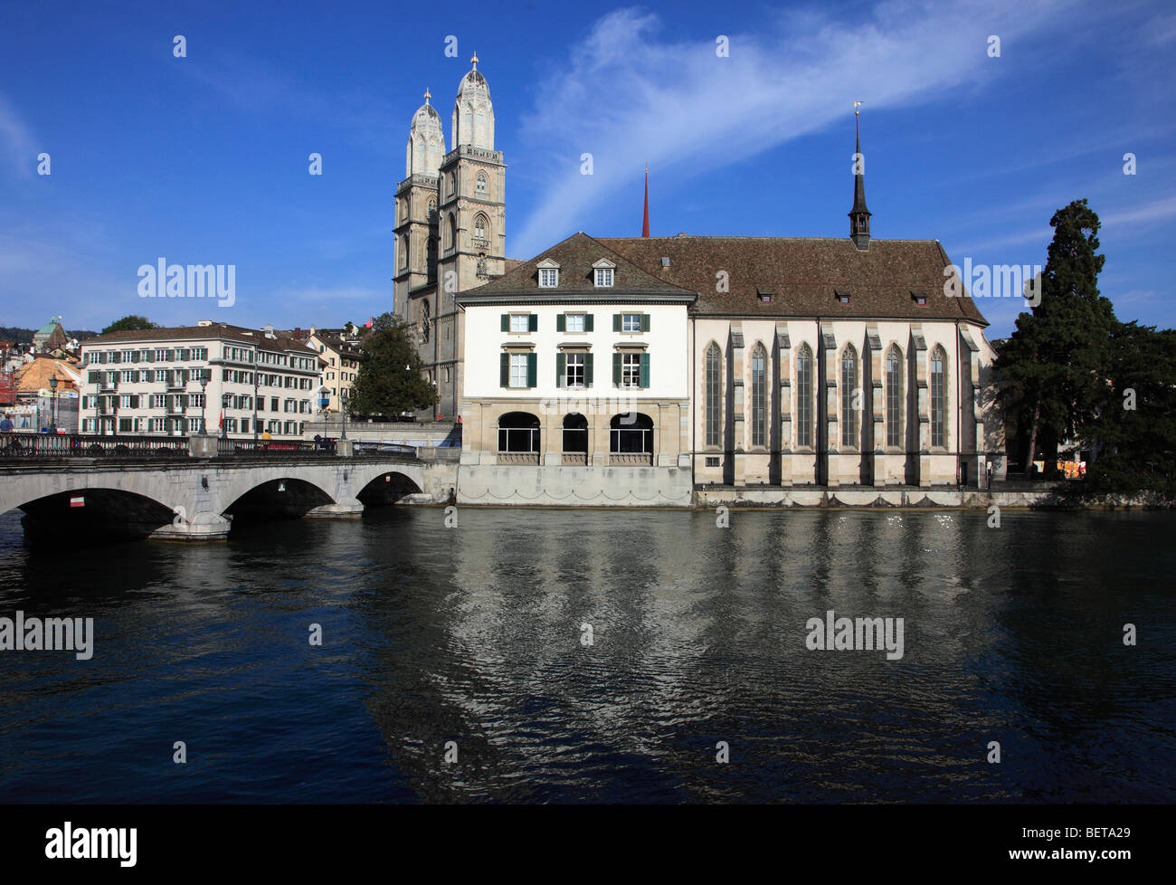 La Suisse, Zurich, Grossmunster, Cathédrale Banque D'Images