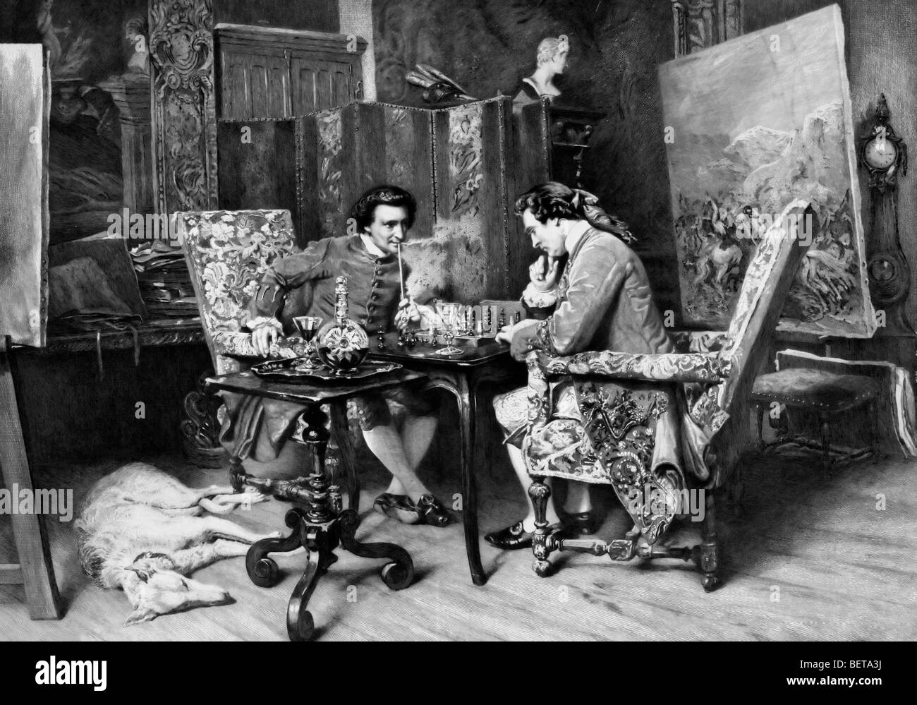 Une partie d'échecs, vers 1900 Banque D'Images