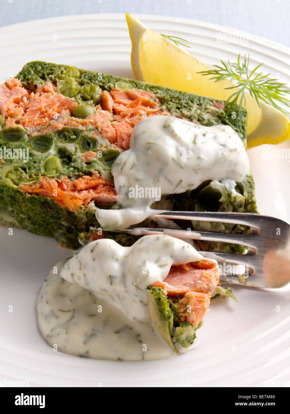 Coupe terrine de saumon portion individuelle de fruits de mer Photo