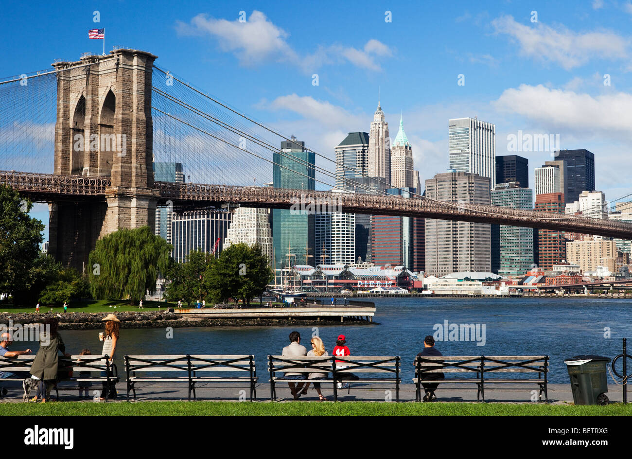 Pont de Brooklyn et Manhattan Banque D'Images