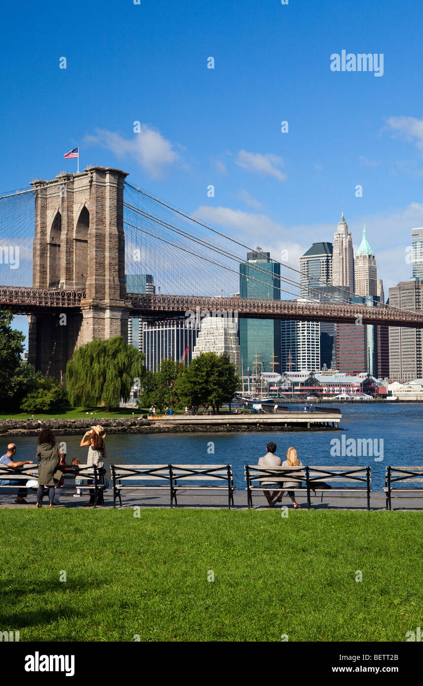 Pont de Brooklyn et Manhattan Banque D'Images