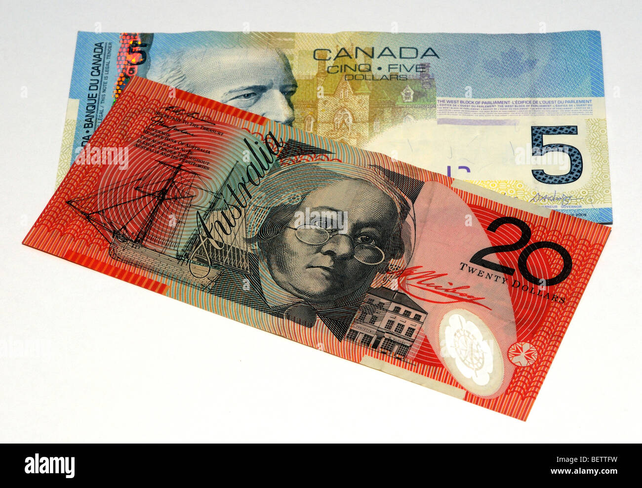 Dollar canadien Dollar australien et billets de banque Photo Stock - Alamy