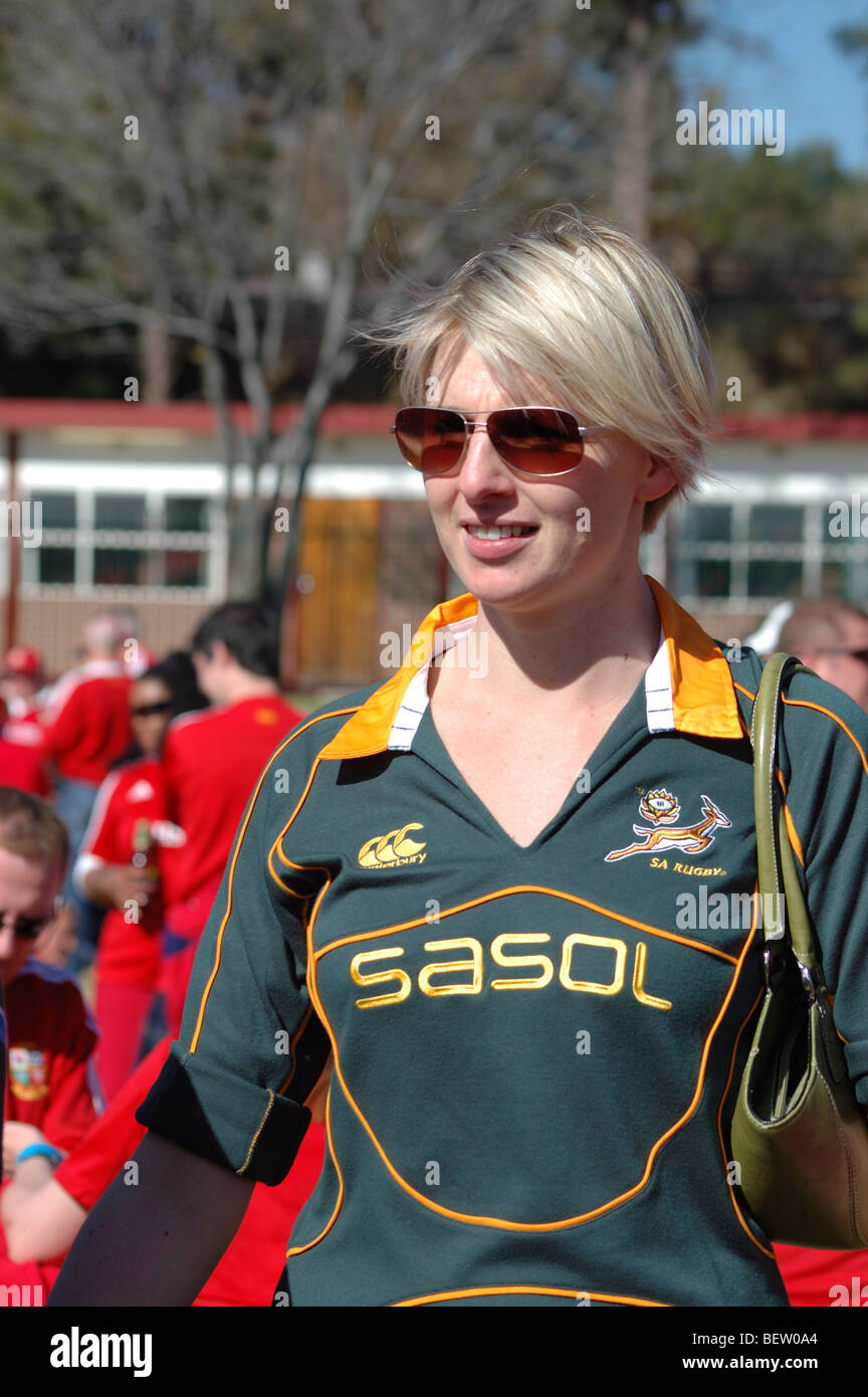 Femme Springbok supporter Photo Stock - Alamy