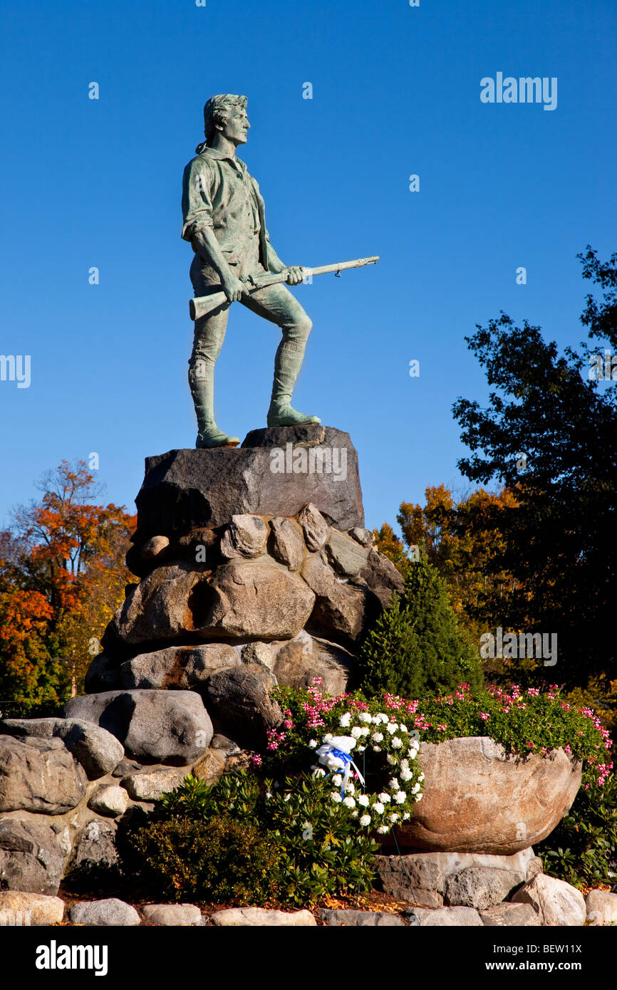 Statue sur le Livre vert Minuteman Lexington, Massachusetts USA Banque D'Images