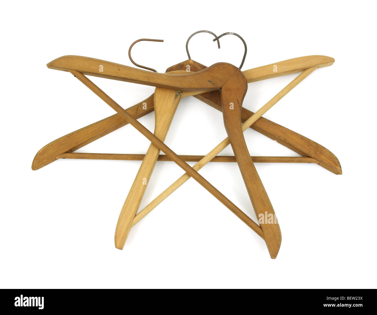 Cintres en bois Vintage Banque D'Images